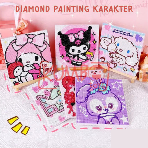 Mainan Edukasi Anak DIY Diamond Painting Karakter Canvas 20X20 Bingkai Kayu