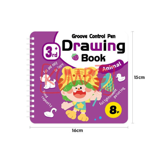 Mainan Edukasi Anak Buku Mewarnai Coloring Drawing Book 8 Lembar Groove Control Pen