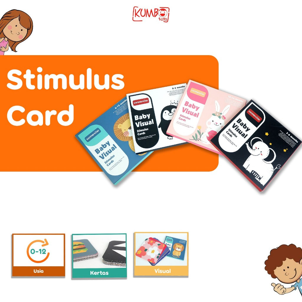 Mainan Edukasi Baby Visual Stimulus Card Newborn 0-12 Month Kartu Pintar