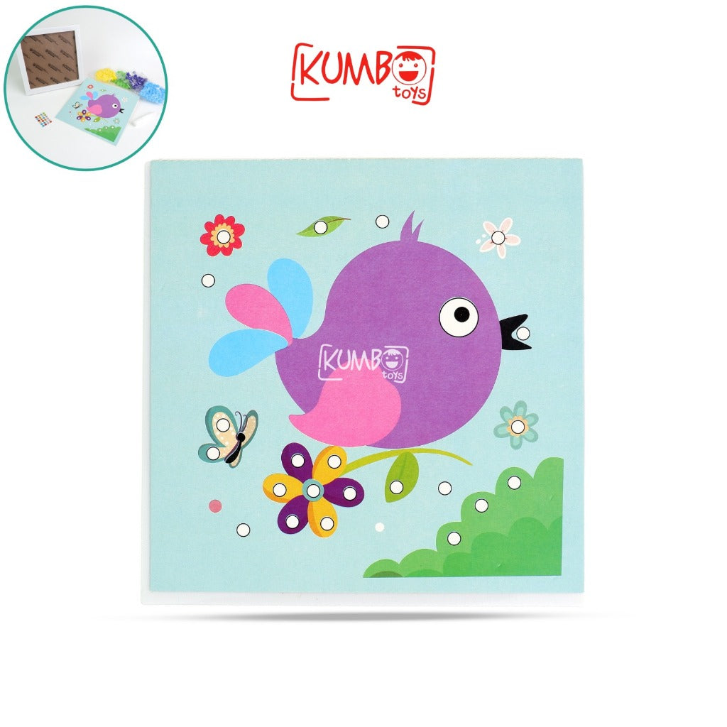 Mainan Edukasi Anak DIY Menempel Pompom Figura Art And Craft Frame