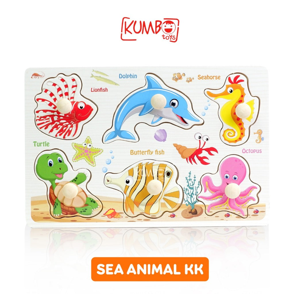 Mainan Edukasi Anak Puzzle Kayu Knob 22 x 15 cm Aneka Gambar