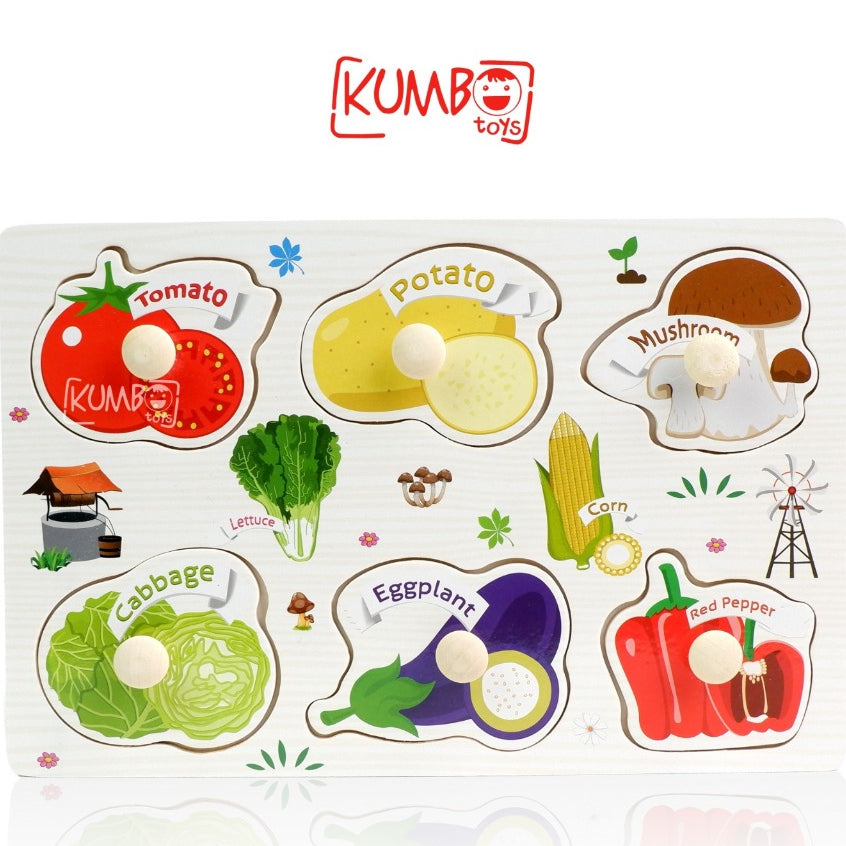 Mainan Edukasi Anak Puzzle Kayu Knob 22 x 15 cm Aneka Gambar