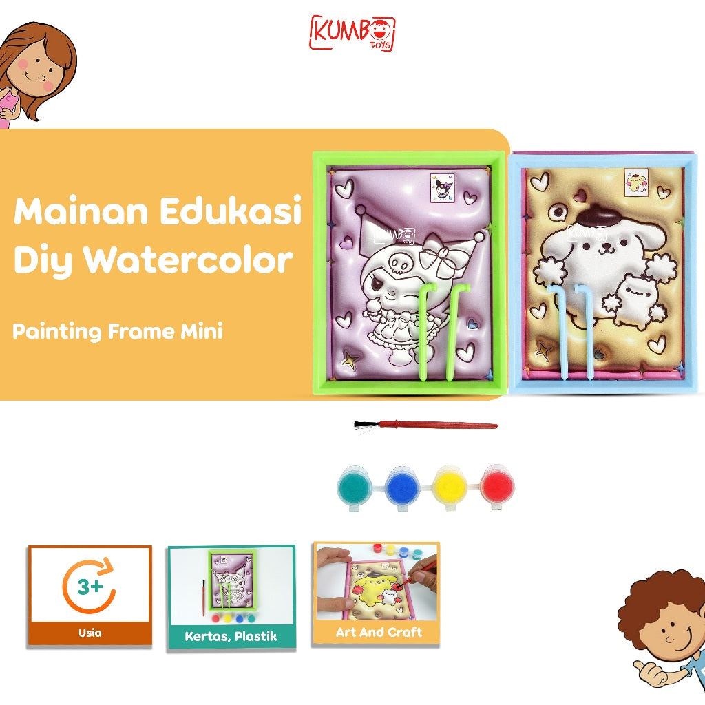 Mainan Edukasi DIY Watercolor Painting Frame Sanrio MINI FRAME PAINTING