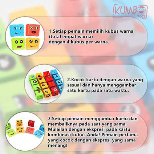 Mainan Edukasi Anak Susun Ekspresi Face Changing Rubik Cube Family Game
