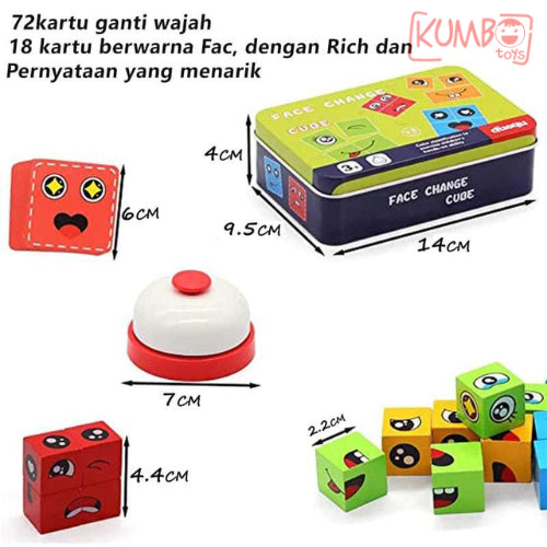 Mainan Edukasi Anak Susun Ekspresi Face Changing Rubik Cube Family Game