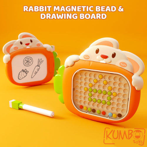Mainan Edukasi Anak Rabbit Magnetic Bead And Drawing Board Papan Magnet Kelinci