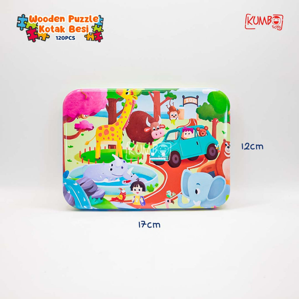Mainan Edukasi Anak Puzzle Kayu Wooden Kotak Besi 120pcs