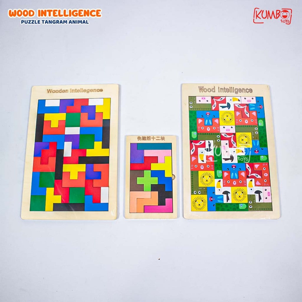 Mainan Edukasi Anak Puzzle Tangram Tetris Geometri Kayu