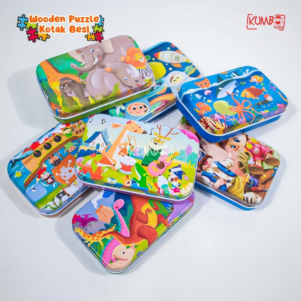 Mainan Edukasi Anak Puzzle Kayu Wooden Puzzle Kotak Besi 60pcs