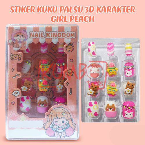 Aksesoris Kuku Sticker Kuku Palsu 3D Karakter Nail Art