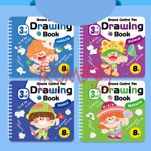 Mainan Edukasi Anak Buku Mewarnai Coloring Drawing Book 8 Lembar Groove Control Pen