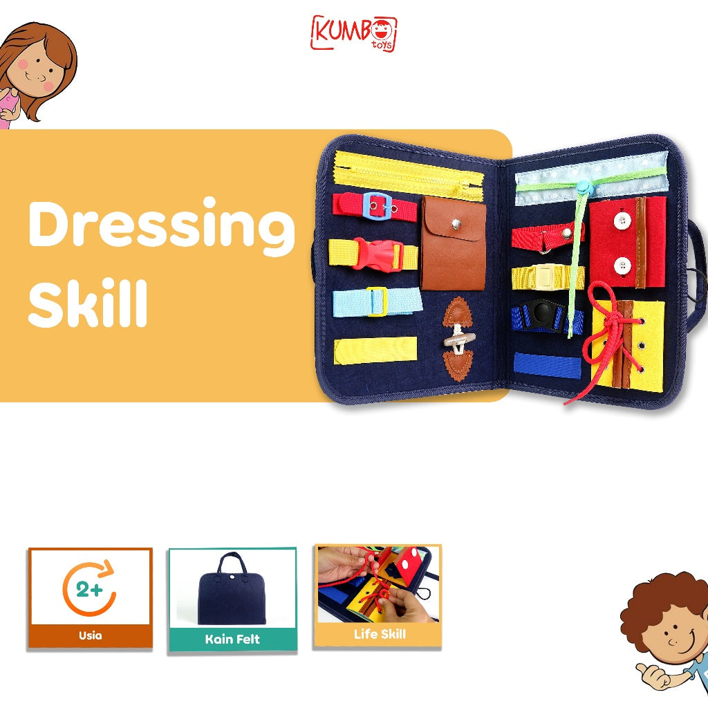 Mainan Edukasi Busy Board Dressing Skill Sensory Board Busy Bag Mainan Montessori Anak