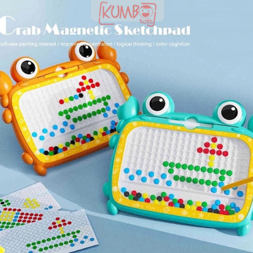 Mainan Edukasi Anak Magnetic Drawing Board Sketchpad Crab dan Mini Dino