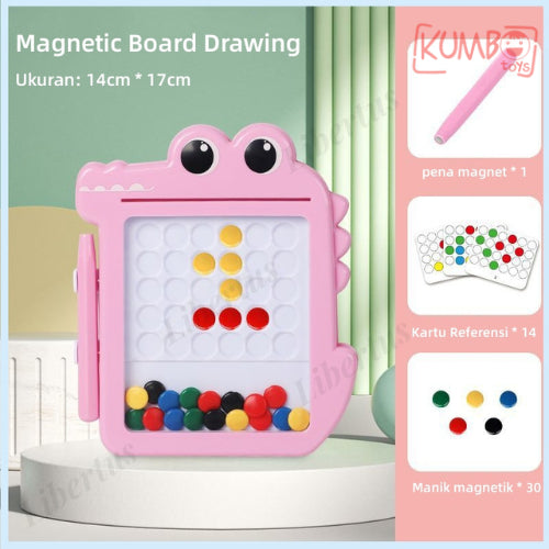Mainan Edukasi Anak Magnetic Drawing Board Sketchpad Crab dan Mini Dino