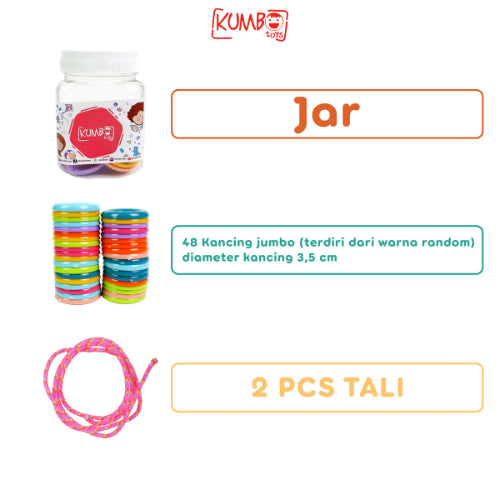 Mainan Montessori Meronce Kancing Besar 48 pcs Kancing Jumbo Kancing Gajah