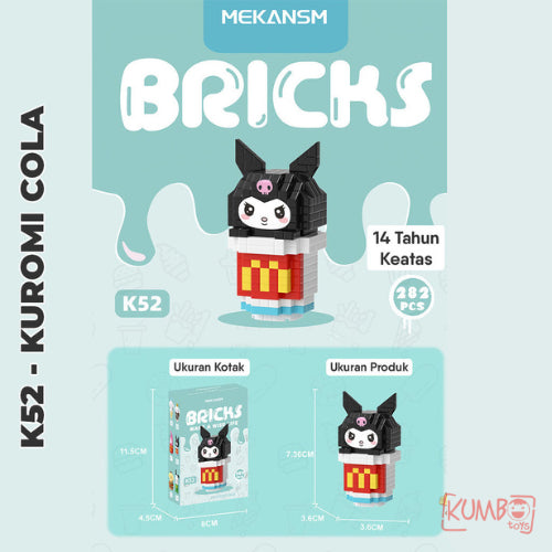 Mainan Edukasi Anak Bricks Fast Food 3D Block Karakter Sanrio
