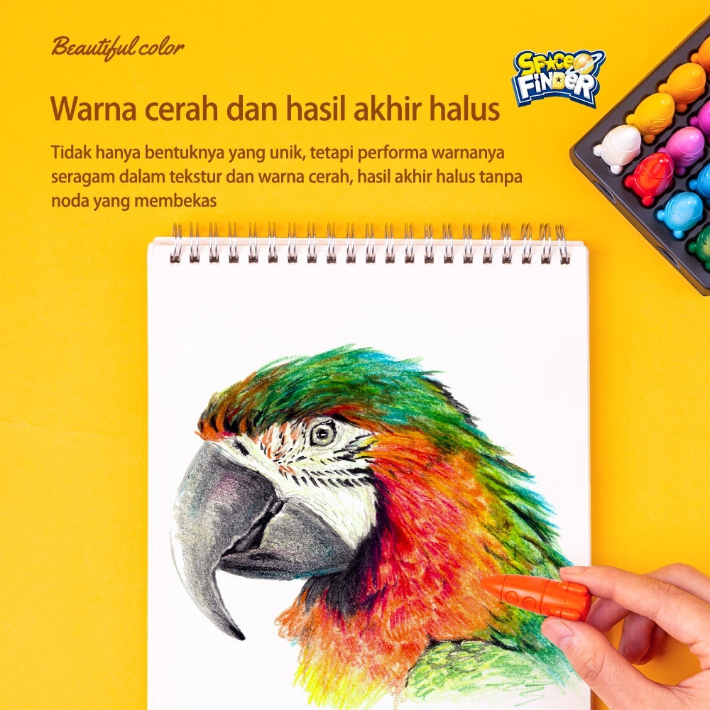 Mainan Edukasi Anak Deli Oil Pastel Krayon anak Bentuk Rocket Space Finder Tidak Mudah Patah Tidak Mengotori Tangan Free Sticker 72109-X