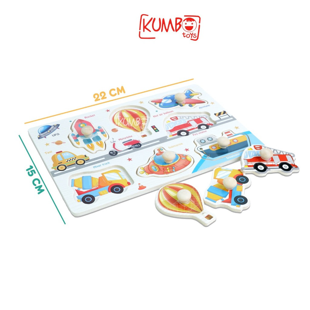 Mainan Edukasi Anak Puzzle Kayu Knob 22 x 15 cm Aneka Gambar