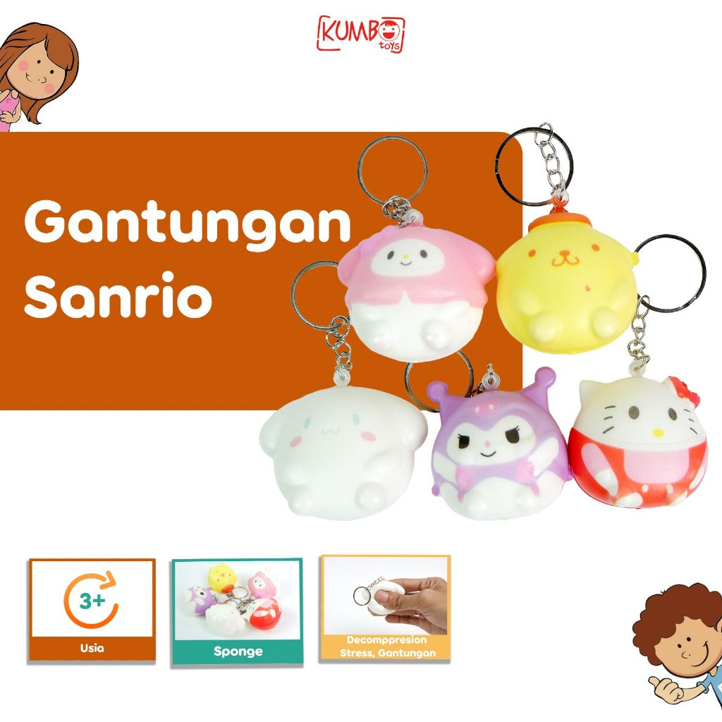 Gantungan Kunci/Tas Sekolah Anak Lucu KeyChain Squishy Karakter Sanrio