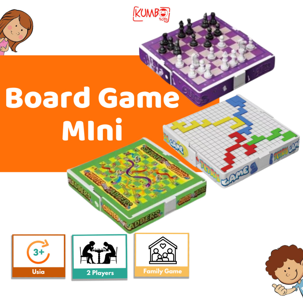 Mainan Edukasi Anak Board Game Mini Catur Tetris Ular Tangga Family Games