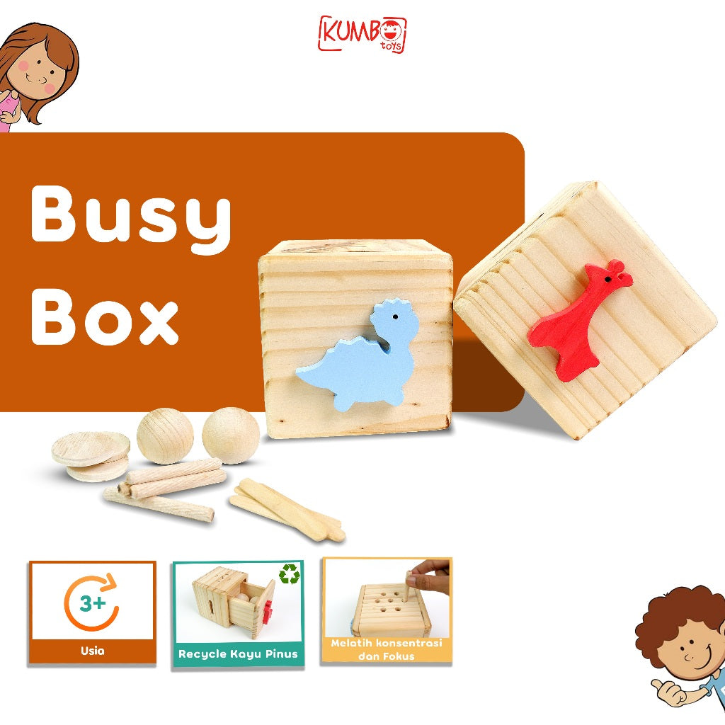 Mainan Montessori Busy Box Wooden Toys Fine Motor Play Mainan Sensory