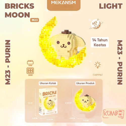 Mainan Edukasi Anak Bricks Moon With And Without Light 3D LED Karakter Sanrio Lucu