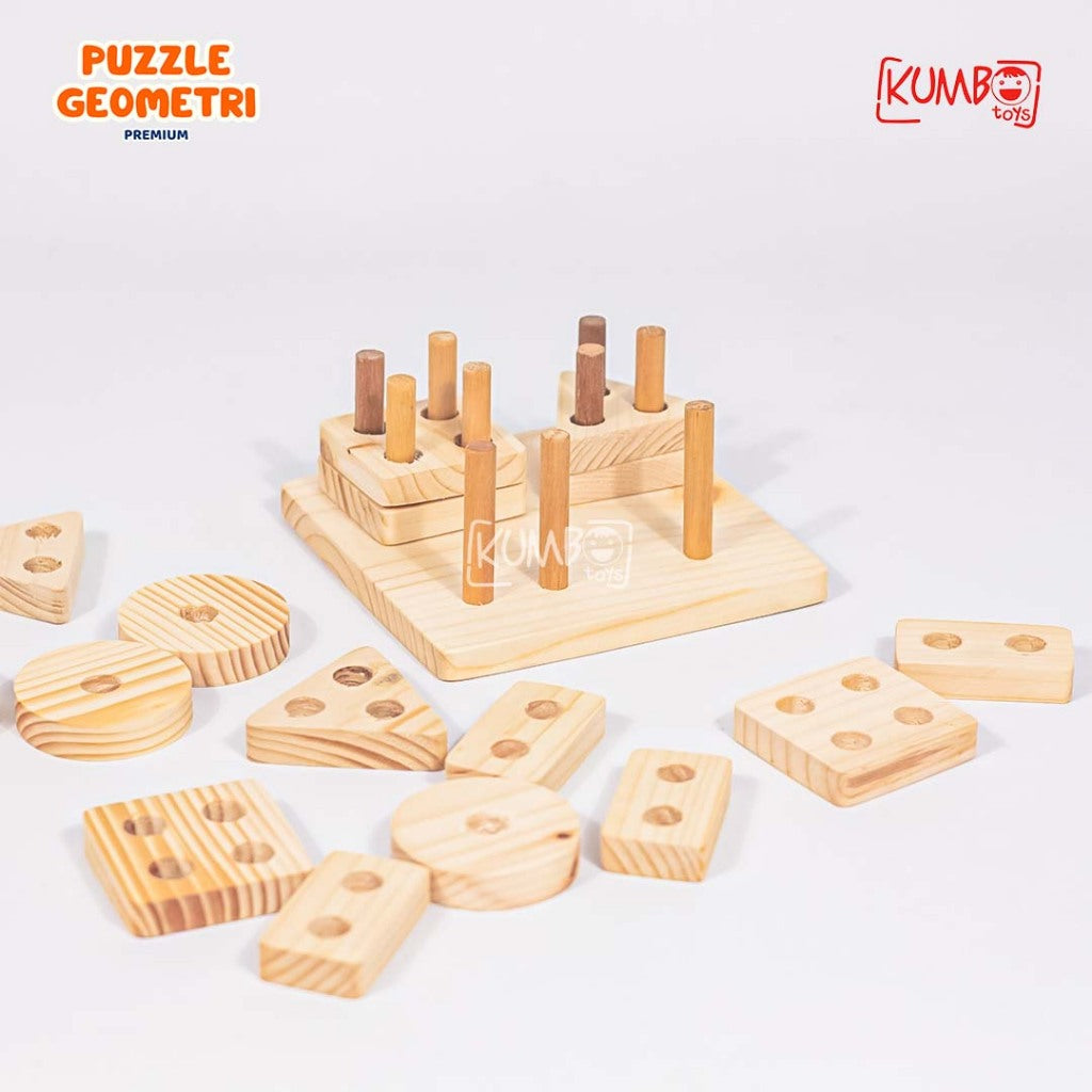 Mainan Edukasi Puzzle Geometri Bahan Premium Anak Kotak Kayu Premium
