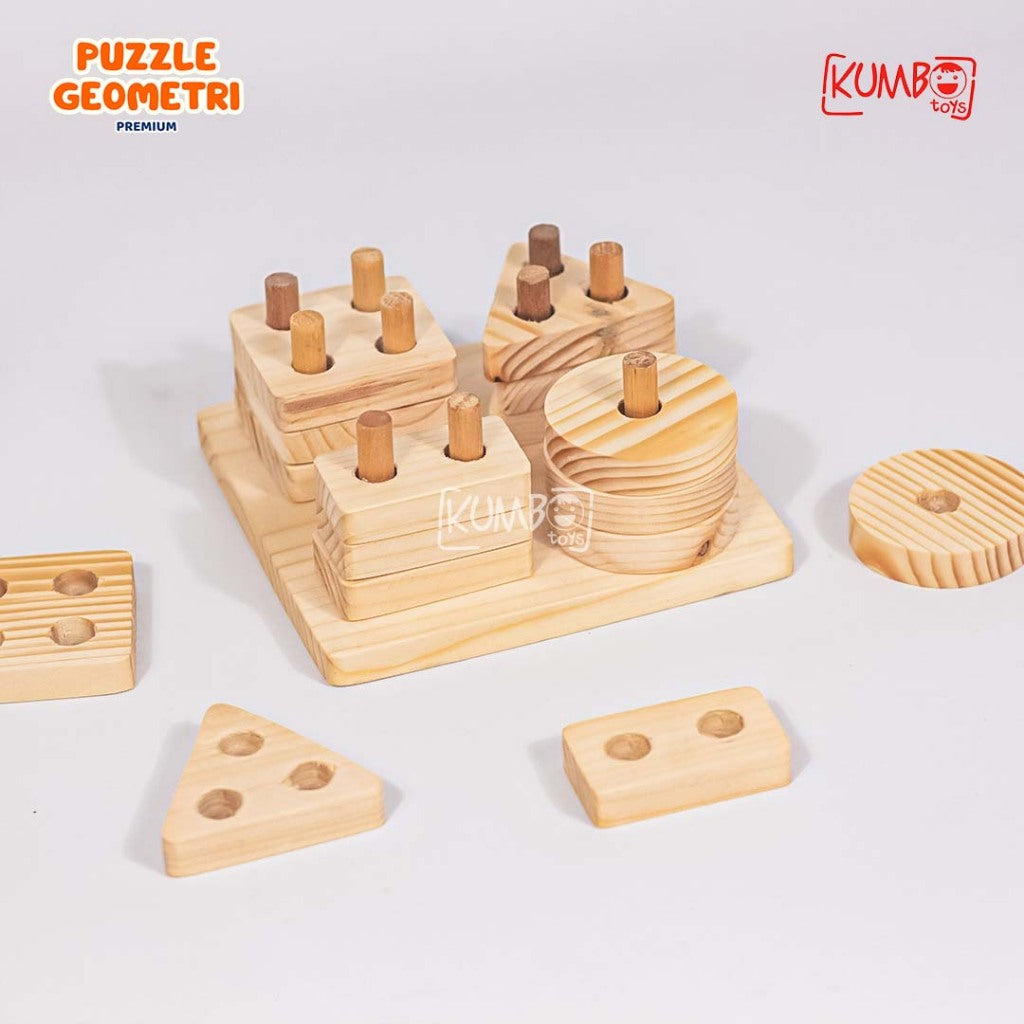 Mainan Edukasi Puzzle Geometri Bahan Premium Anak Kotak Kayu Premium