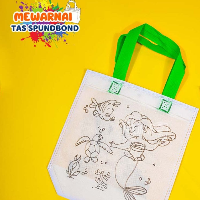 Mainan Edukasi Tas Spundbond Mewarnai 2 Sisi Bergambar DIY Coloring Goodie Bag Souvenir Ulang Tahun