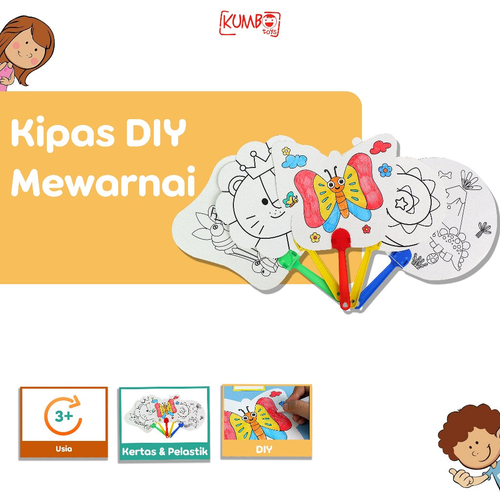 Mainan Edukasi Anak Kipas DIY Mewarnai Souvenir Hampers Anak