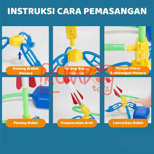 Mainan Edukasi Anak Flash Fkying Sky Rocket Launcher Pompa Roket Outdoor