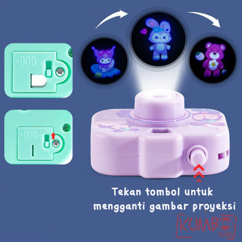 Mainan Edukasi Anak Kamera Projector Karakter Sanrio Camera Senter