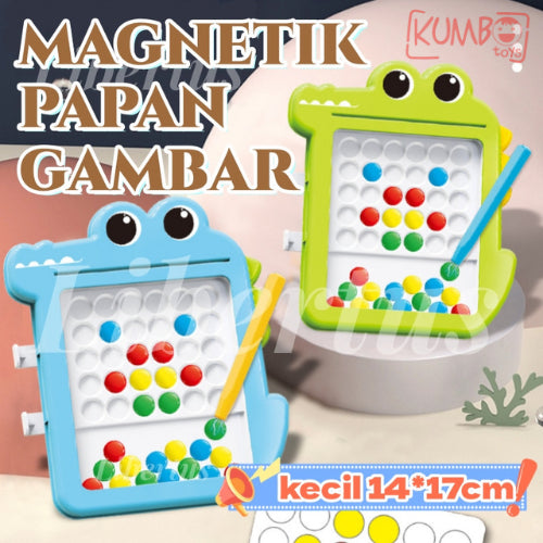 Mainan Edukasi Anak Magnetic Drawing Board Sketchpad Crab dan Mini Dino