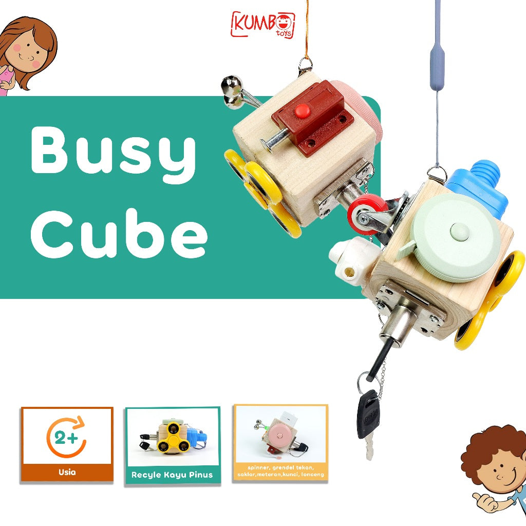 Busy Cube Montessori Play Mainan Edukasi Kubus Kayu