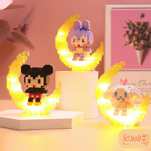 Mainan Edukasi Anak Bricks Moon With And Without Light 3D LED Karakter Sanrio Lucu