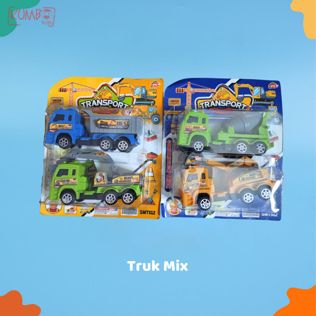 Mainan Edukasi Anak Mobil Construction Truck Set 2 Pcs