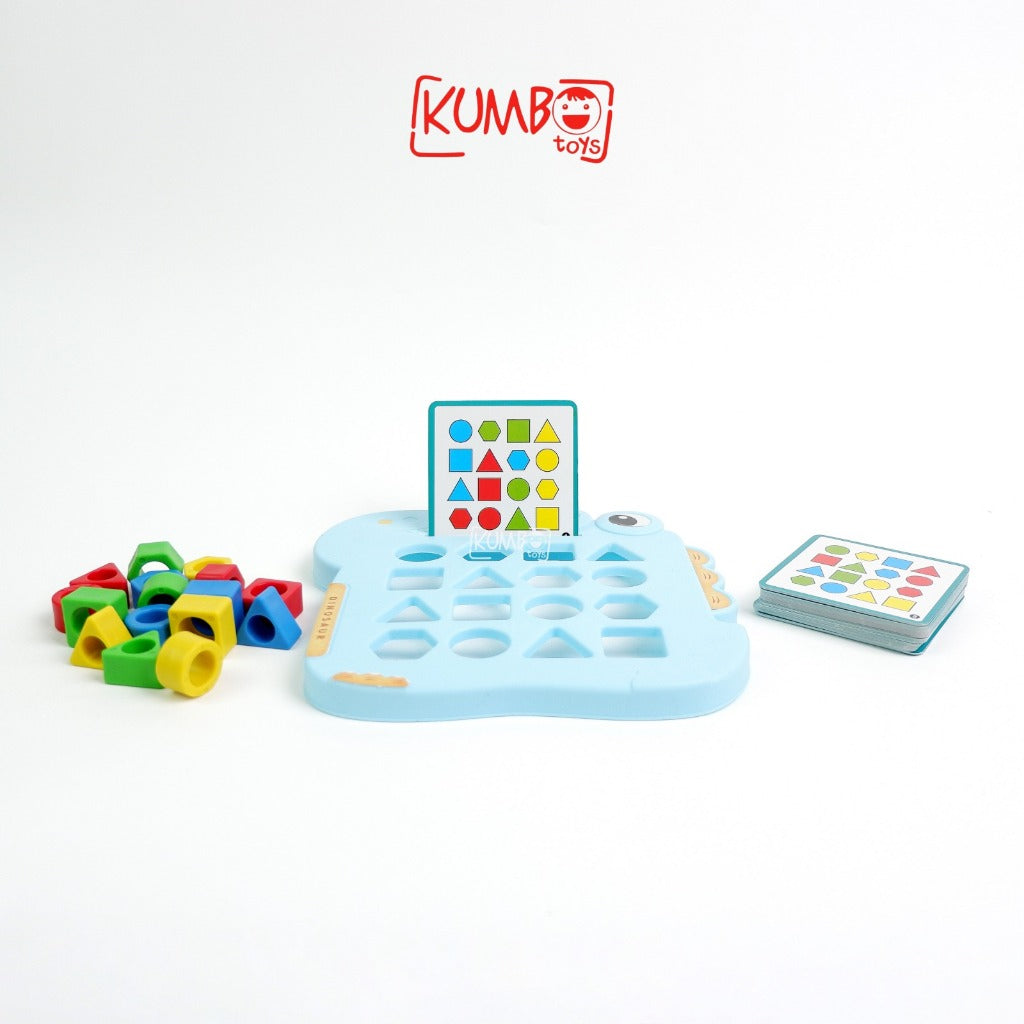 Mainan Edukasi Anak Pairing Shape Dinosaurus Puzzle 3D Shape Mencocokan Geometri Dino