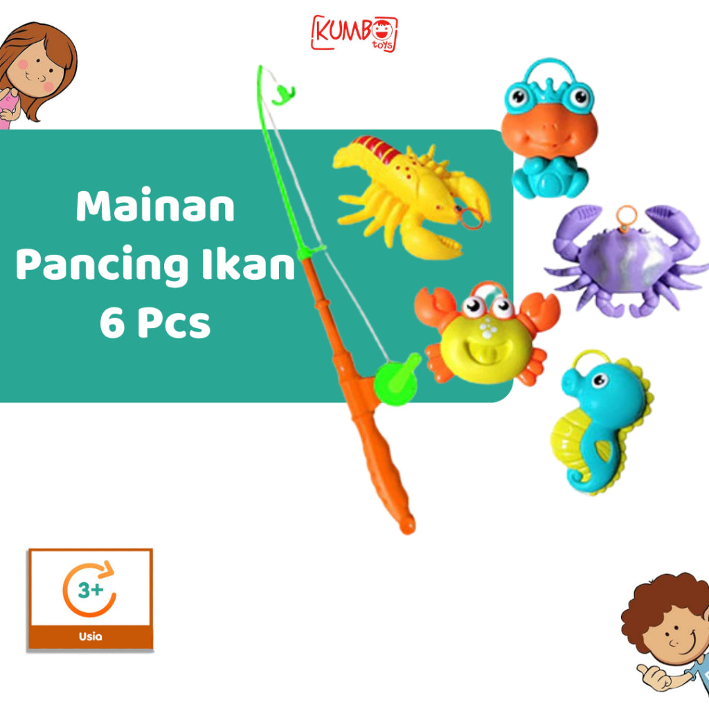 Mainan Edukasi Anak Fishing Set Kantong 6 Pcs Pancing Ikan