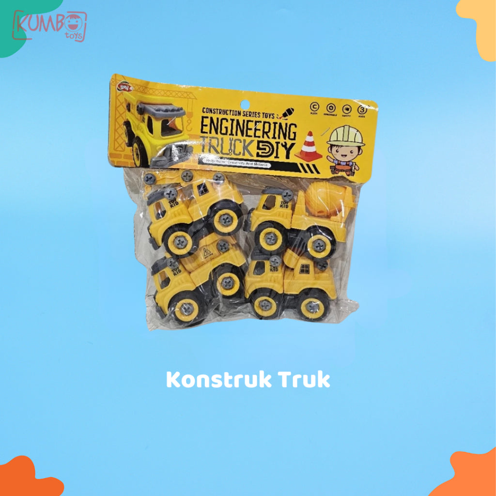 Mainan Edukasi Anak Truck DIY Mobil Mobilan Bongkar Pasang Kendaraan Truk DIY Series Construction Military