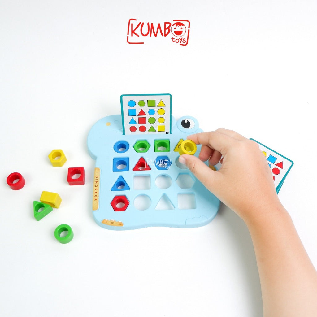 Mainan Edukasi Anak Pairing Shape Dinosaurus Puzzle 3D Shape Mencocokan Geometri Dino