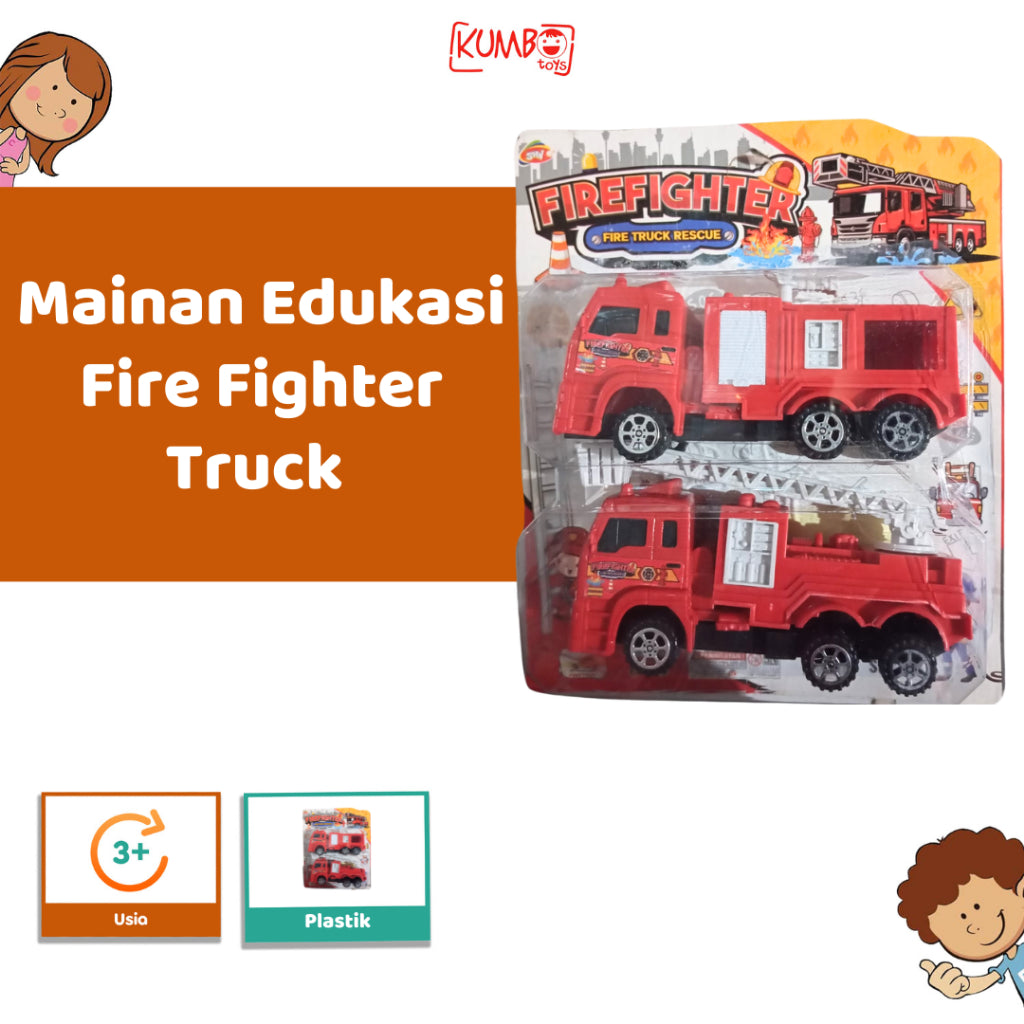 Mainan Edukasi Anak Fire Fighter Truck Mobil Pemadam DAMKAR Mix 2 Pcs