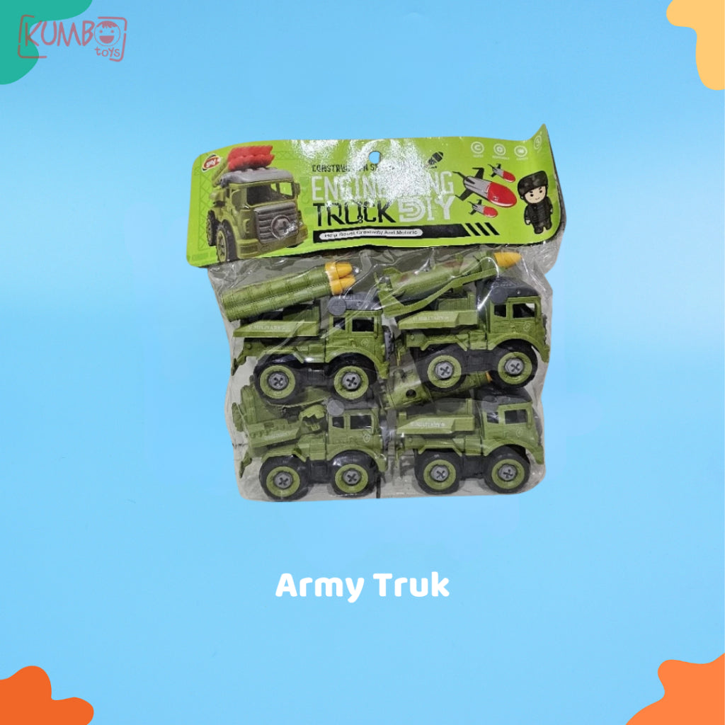 Mainan Edukasi Anak Truck DIY Mobil Mobilan Bongkar Pasang Kendaraan Truk DIY Series Construction Military