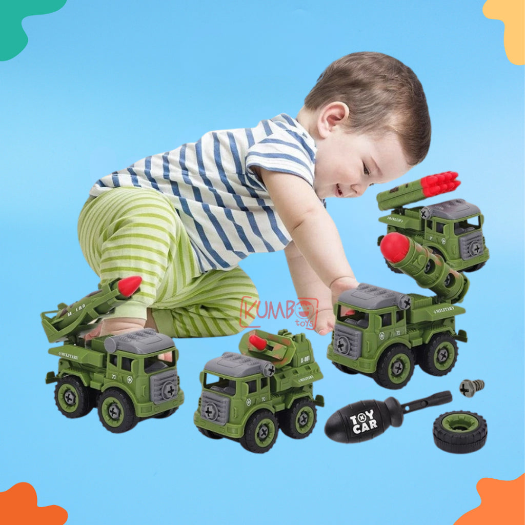 Mainan Edukasi Anak Truck DIY Mobil Mobilan Bongkar Pasang Kendaraan Truk DIY Series Construction Military