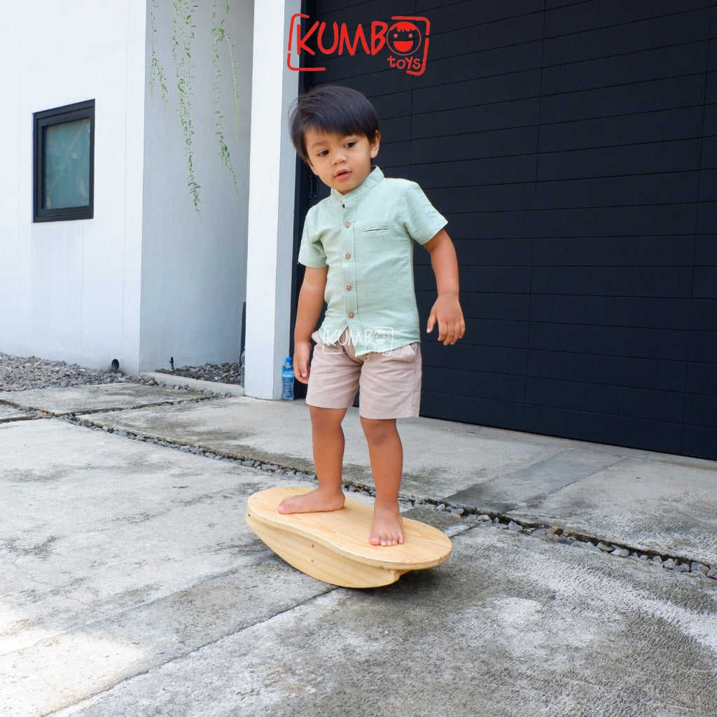 Balance Board Double Elips Papan Keseimbangan Anak Mainan Kayu Edukatif