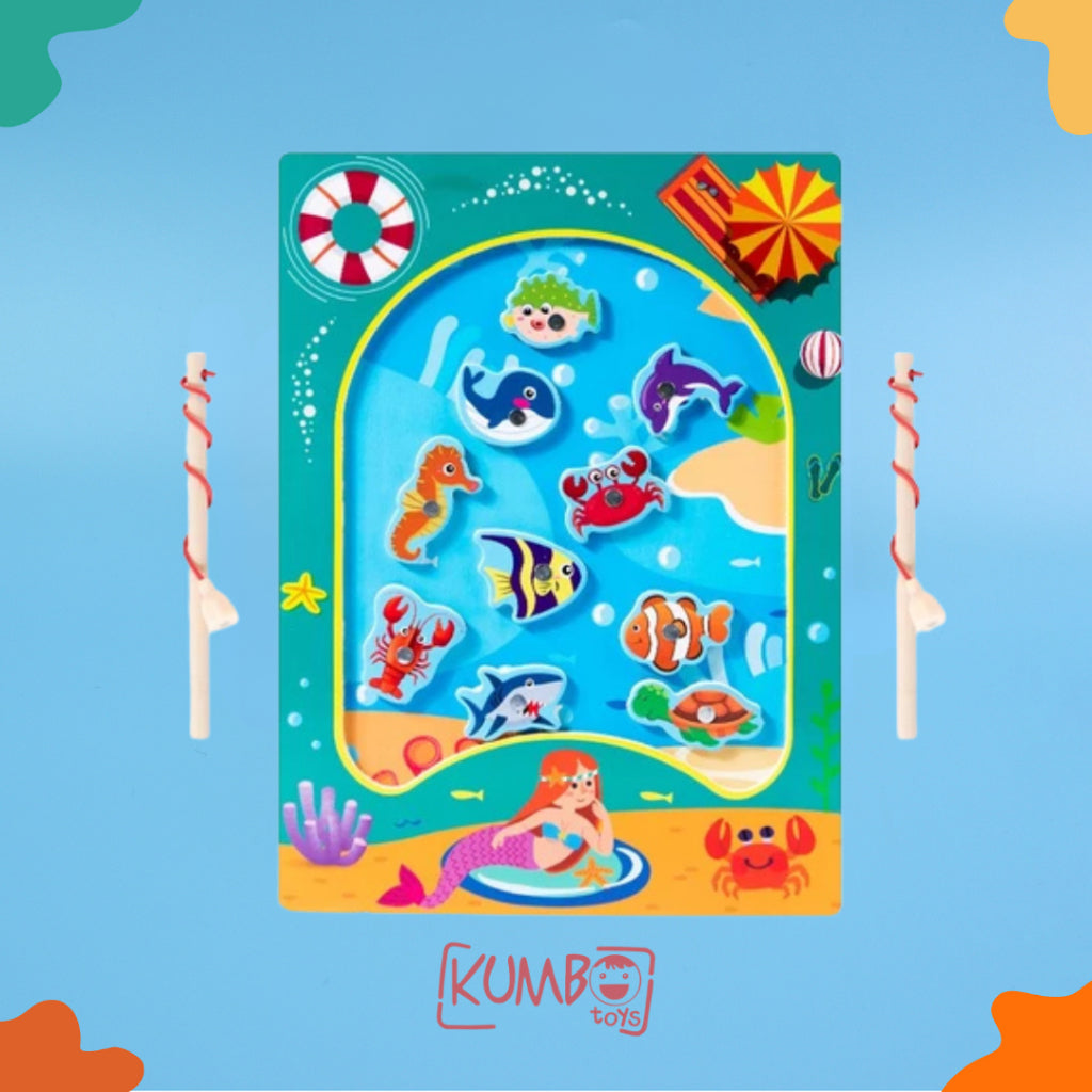 Mainan Edukasi Anak Pancing Ikan Papan Karakter