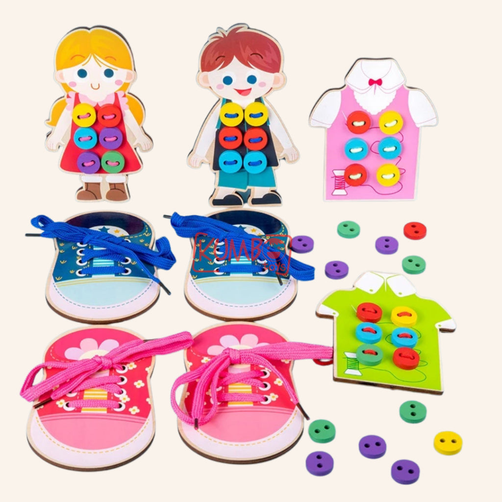 Mainan Edukasi Anak Memasang Kancing Baju Montessori Early Education Wear Buttons