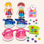 Mainan Edukasi Anak Memasang Kancing Baju Montessori Early Education Wear Buttons
