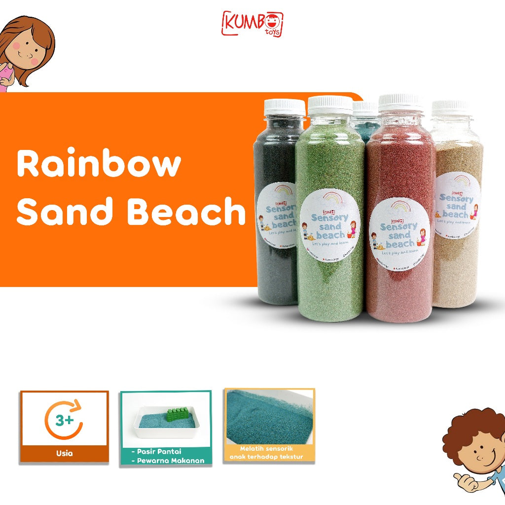 Mainan Edukasi Anak Sensory Rainbow Sand Beach Pasir Pantai Warna Sensory Play