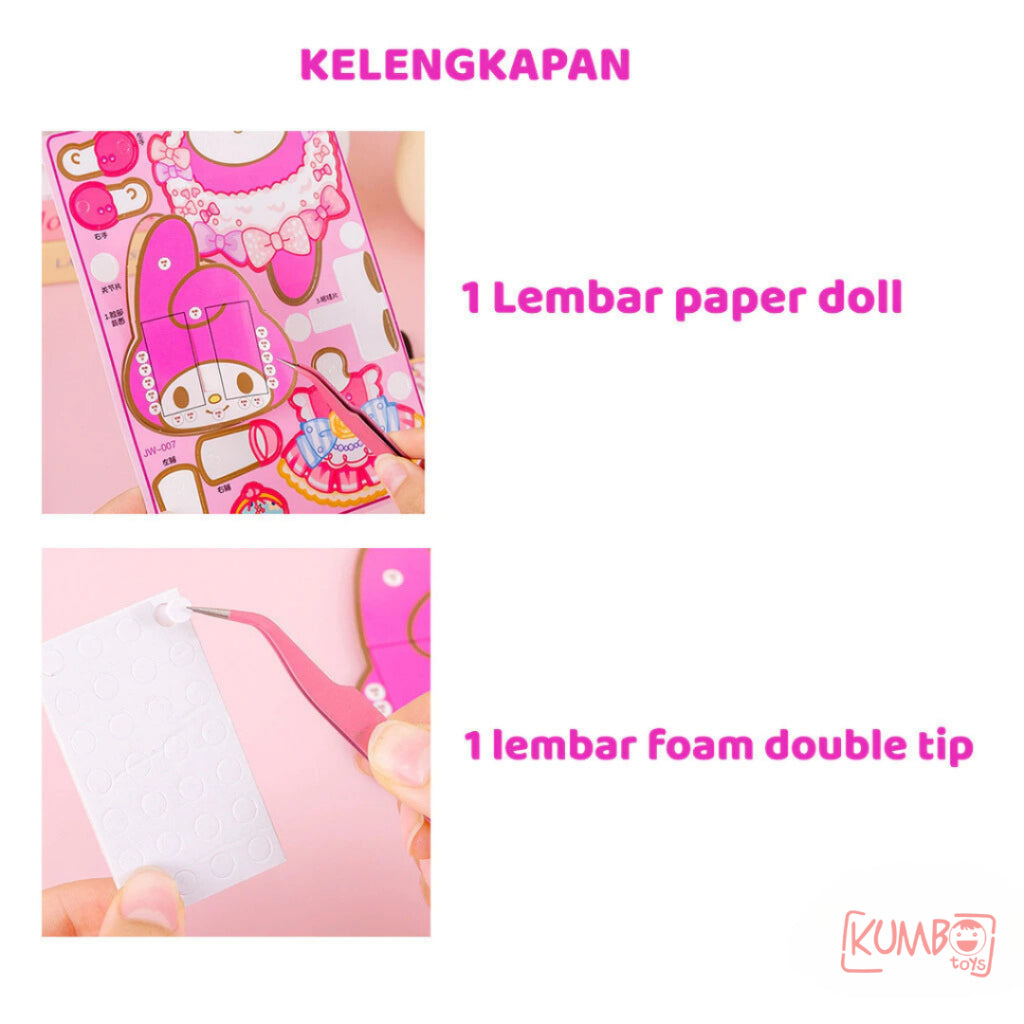 Mainan Edukasi Anak DIY BP Paper Doll Karakter Sanrio Cinnamarol Kuromi BP 3D