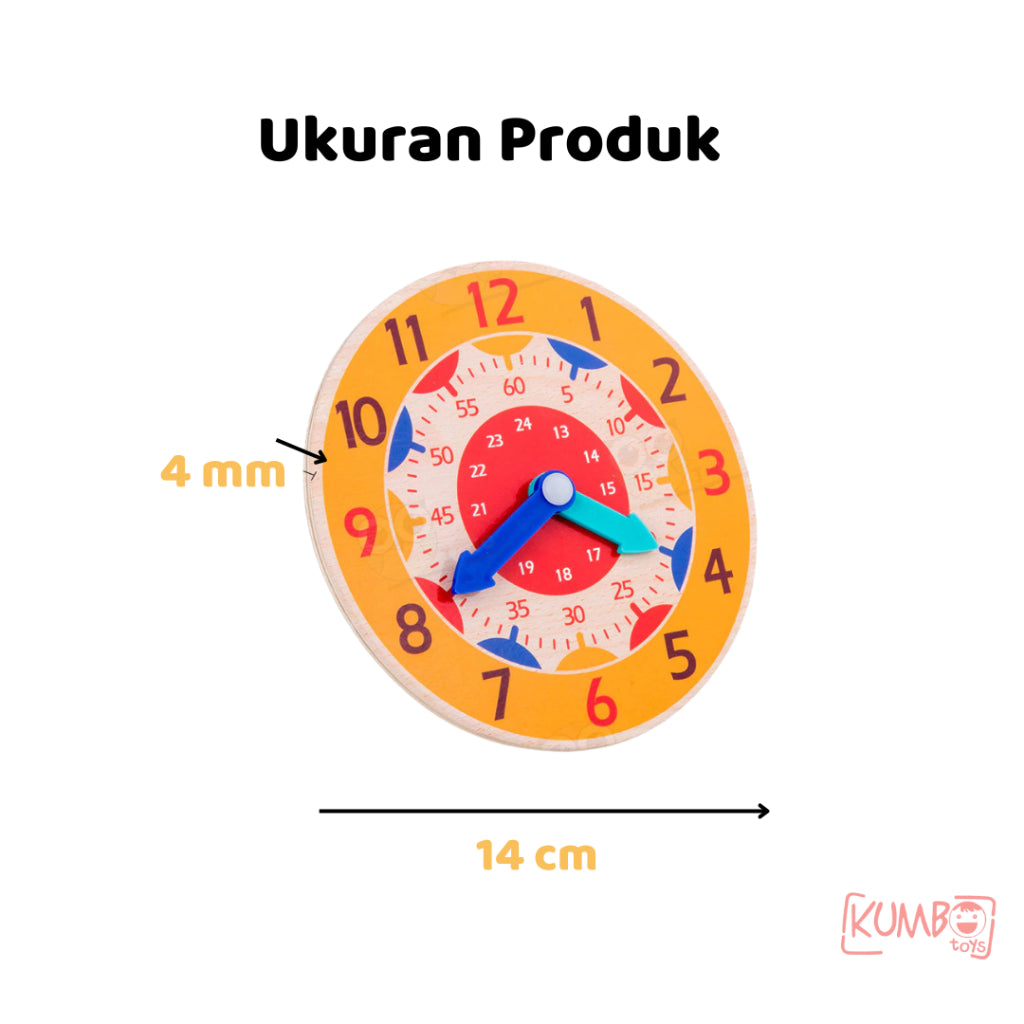Mainan Edukasi Anak Jam Kayu Polos Wooden Clock Toys